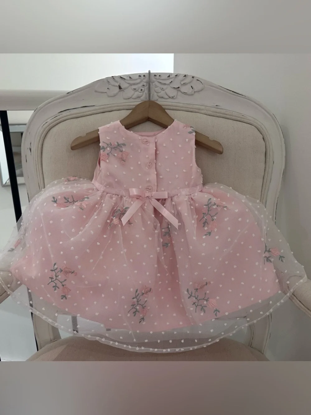 🦢 18 Mth Gorgeous Pink Tulle Princess Baby Dress with Matching Knit Bolero NWOT - Picture 5 of 16